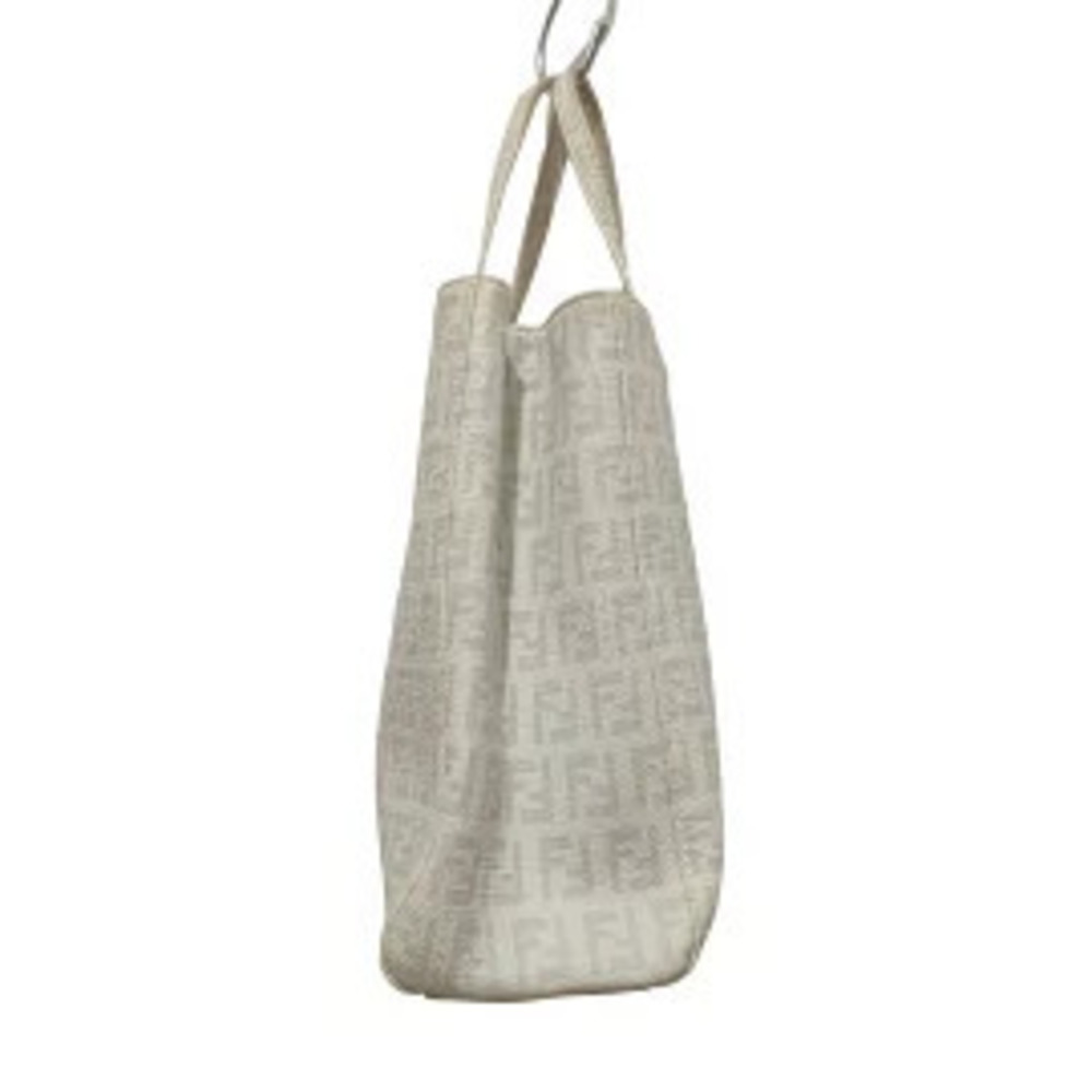 Fendi Zucchino Tote Bag Ivory White Gray Polyvinyl Chloride